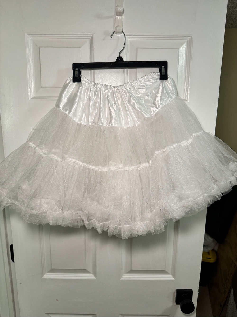 White Tulle Petticoat Skirt with Satin Waistband